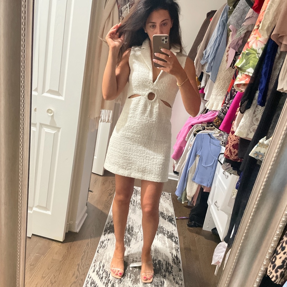 Zara tweed mini dress with cutout XS